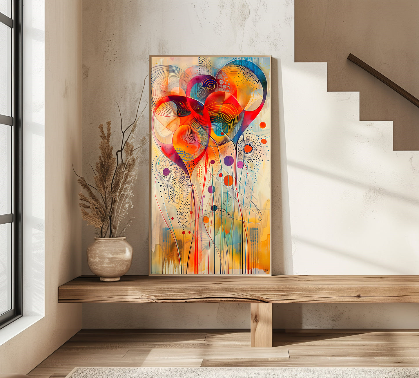 Arte Abstracto: Corazones en Sinfonía de Colores.