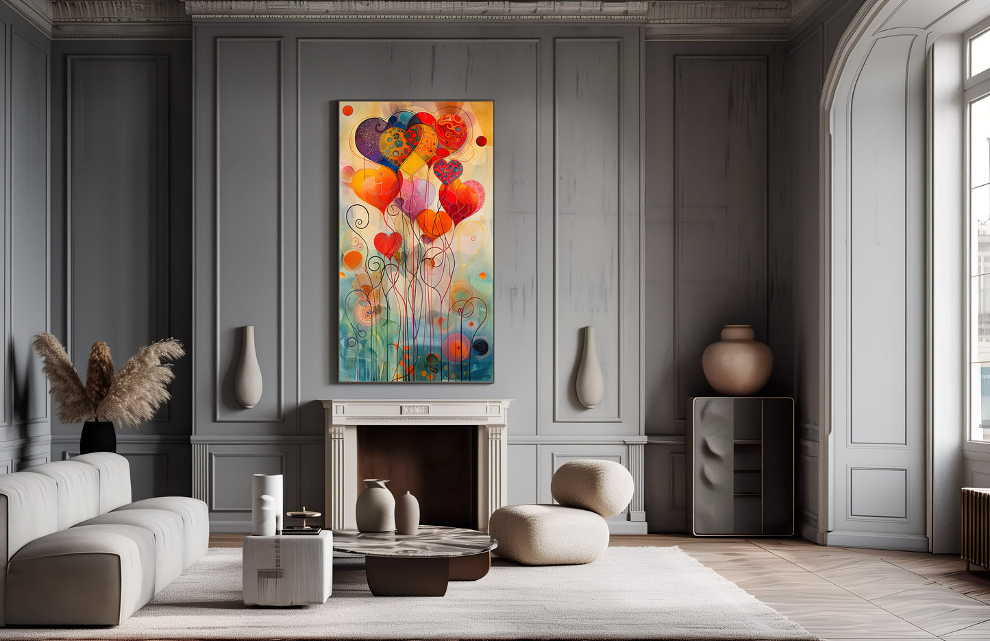 Arte Abstracto: Corazones en Sinfonía de Colores.