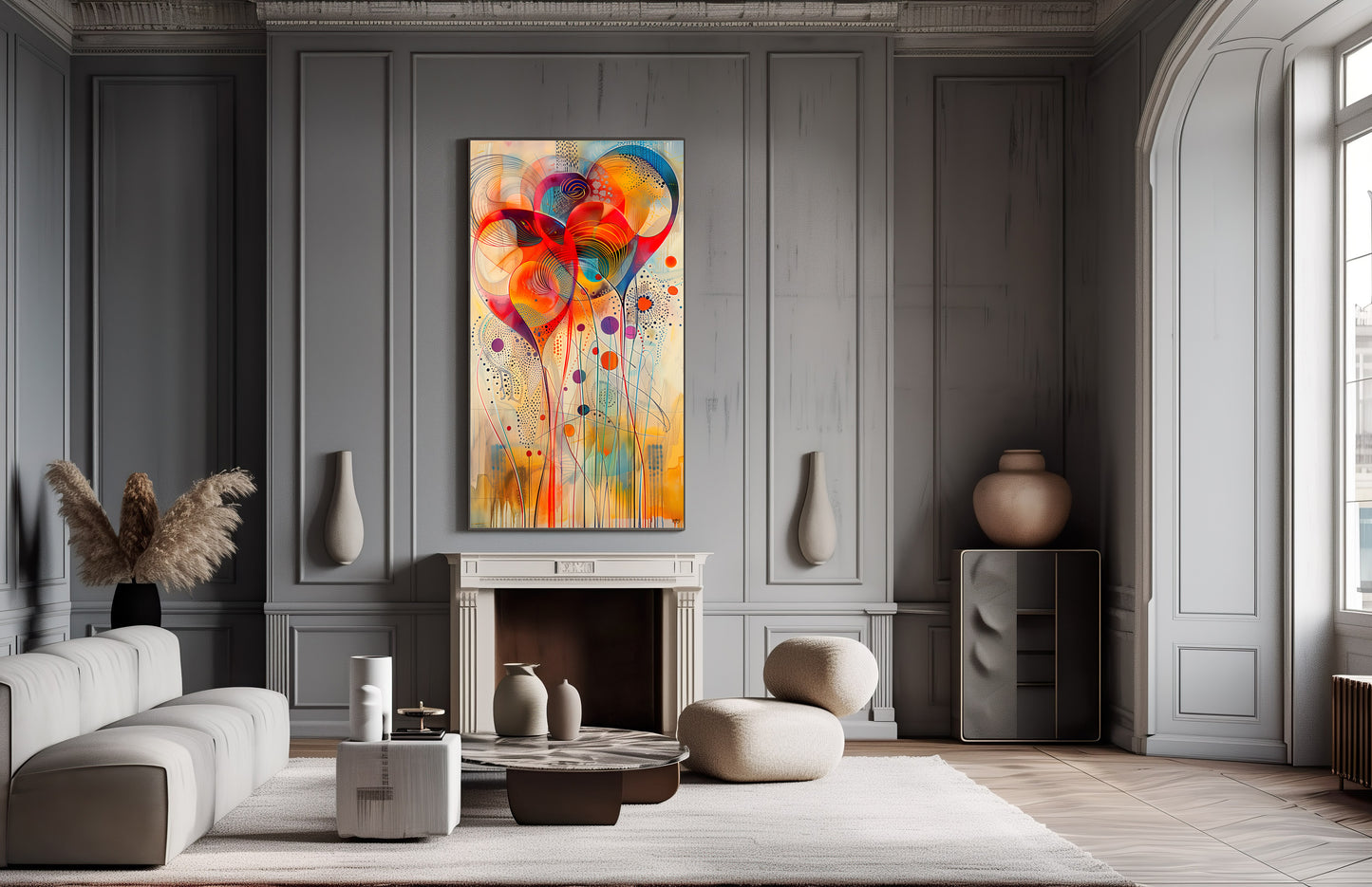 Arte Abstracto: Corazones en Sinfonía de Colores.