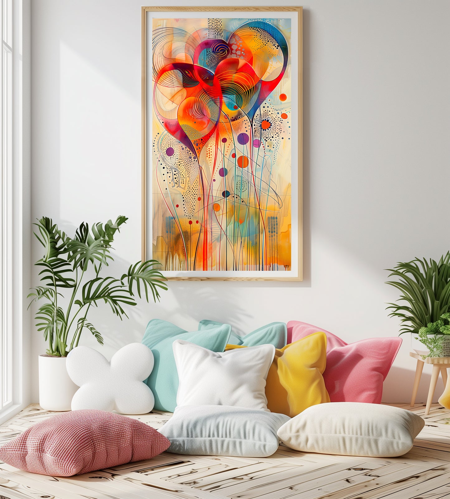 Arte Abstracto: Corazones en Sinfonía de Colores.