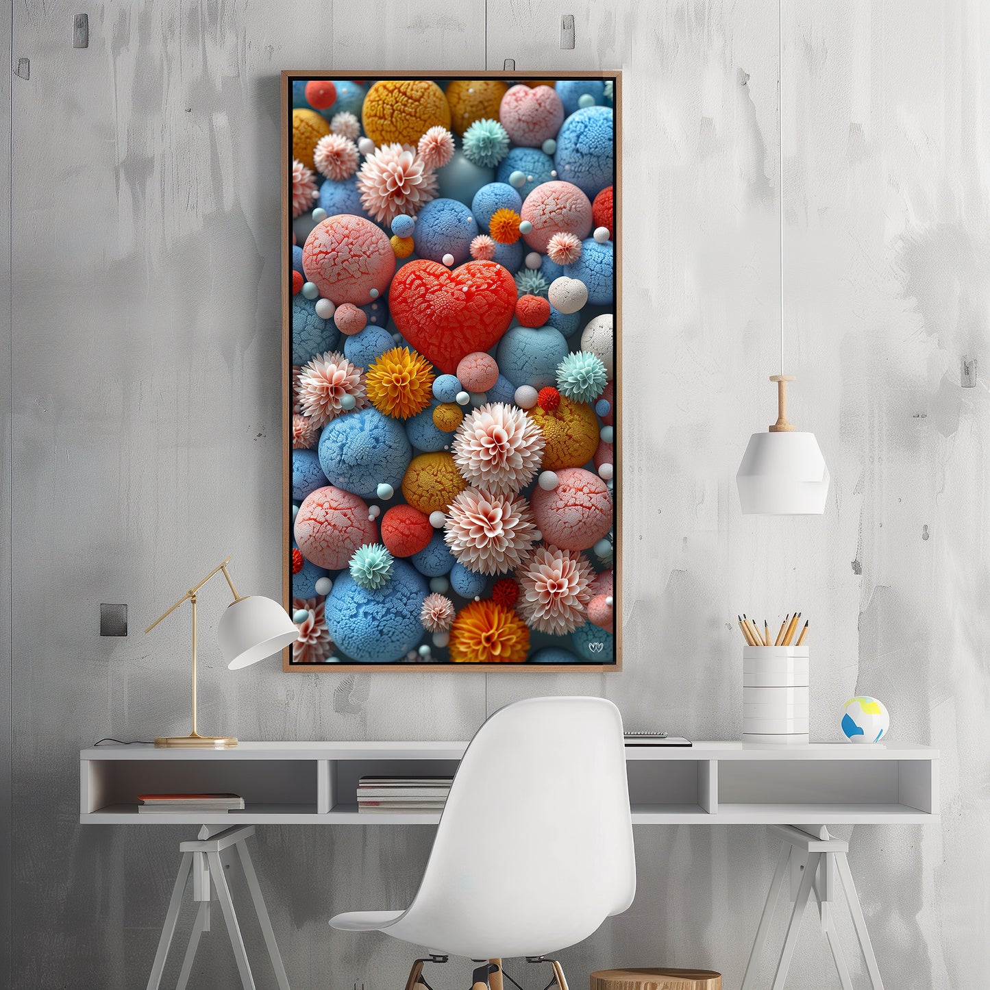 Colección de Arte Digital con Vibrantes Corazones de Cristal para Decoración de Interiores - HeartnLove