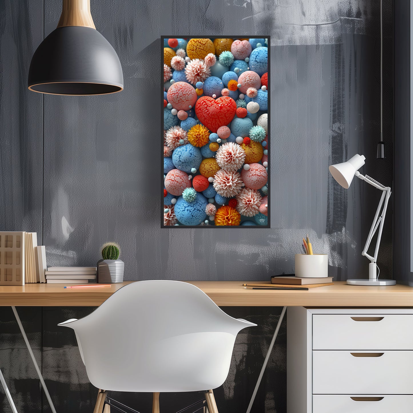 Colección de Arte Digital con Vibrantes Corazones de Cristal para Decoración de Interiores - HeartnLove