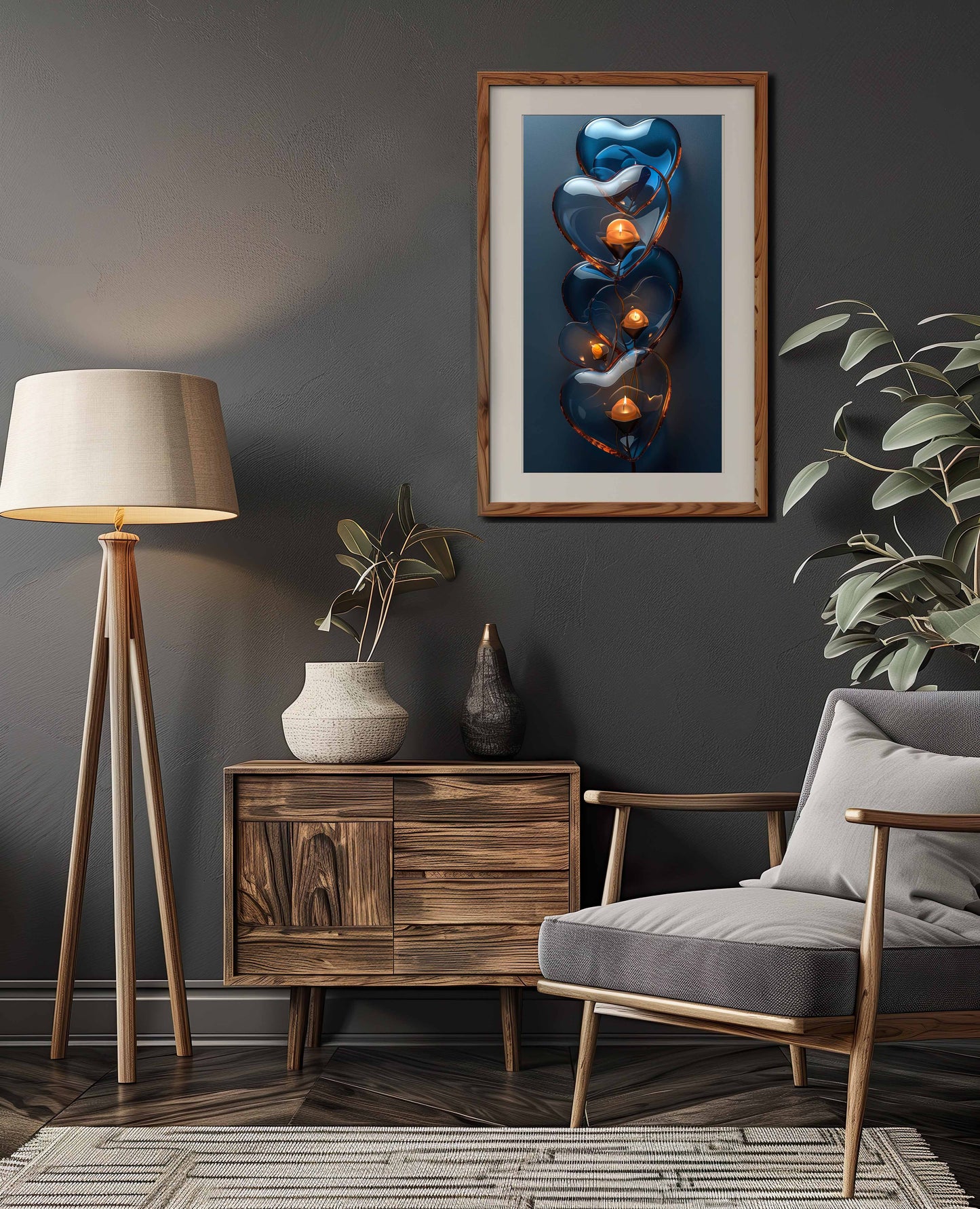 Colección de Arte Digital con Vibrantes Corazones de Cristal para Decoración de Interiores - HeartnLove