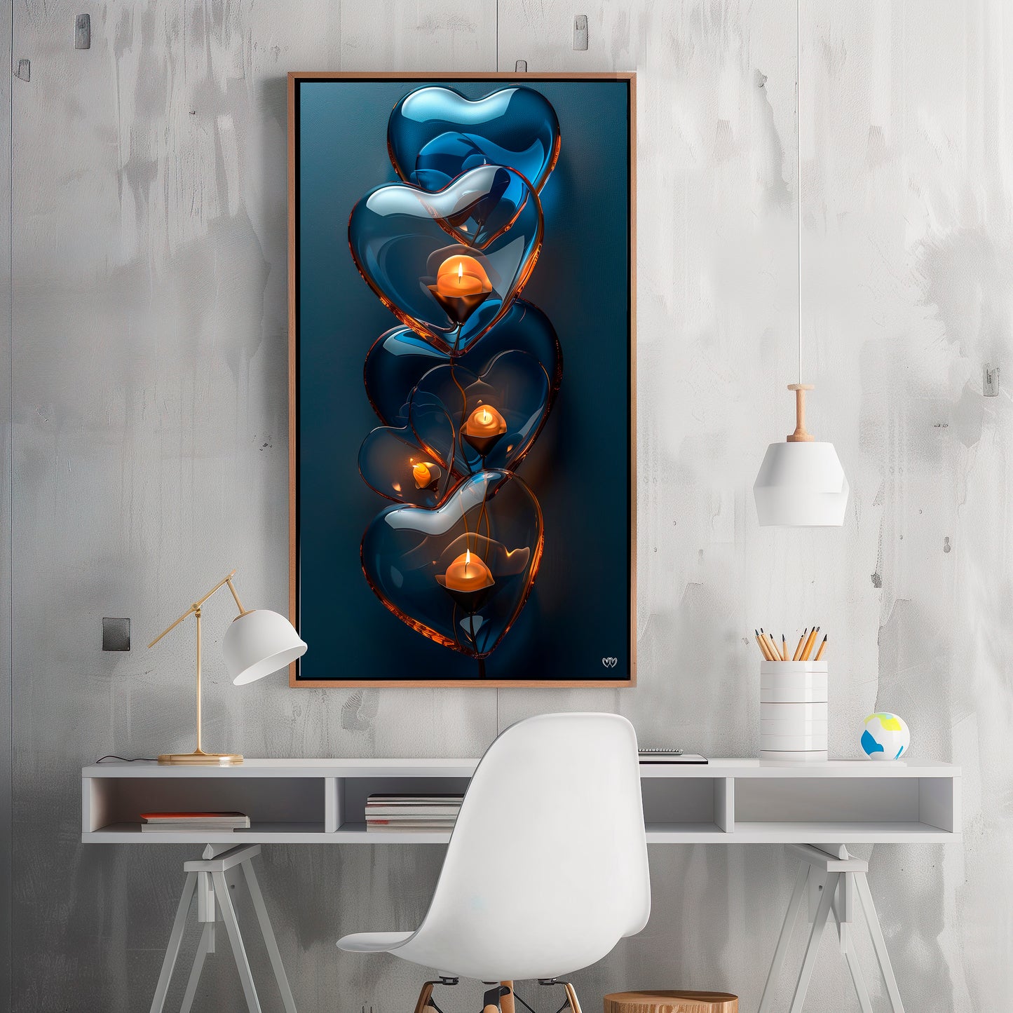 Colección de Arte Digital con Vibrantes Corazones de Cristal para Decoración de Interiores - HeartnLove