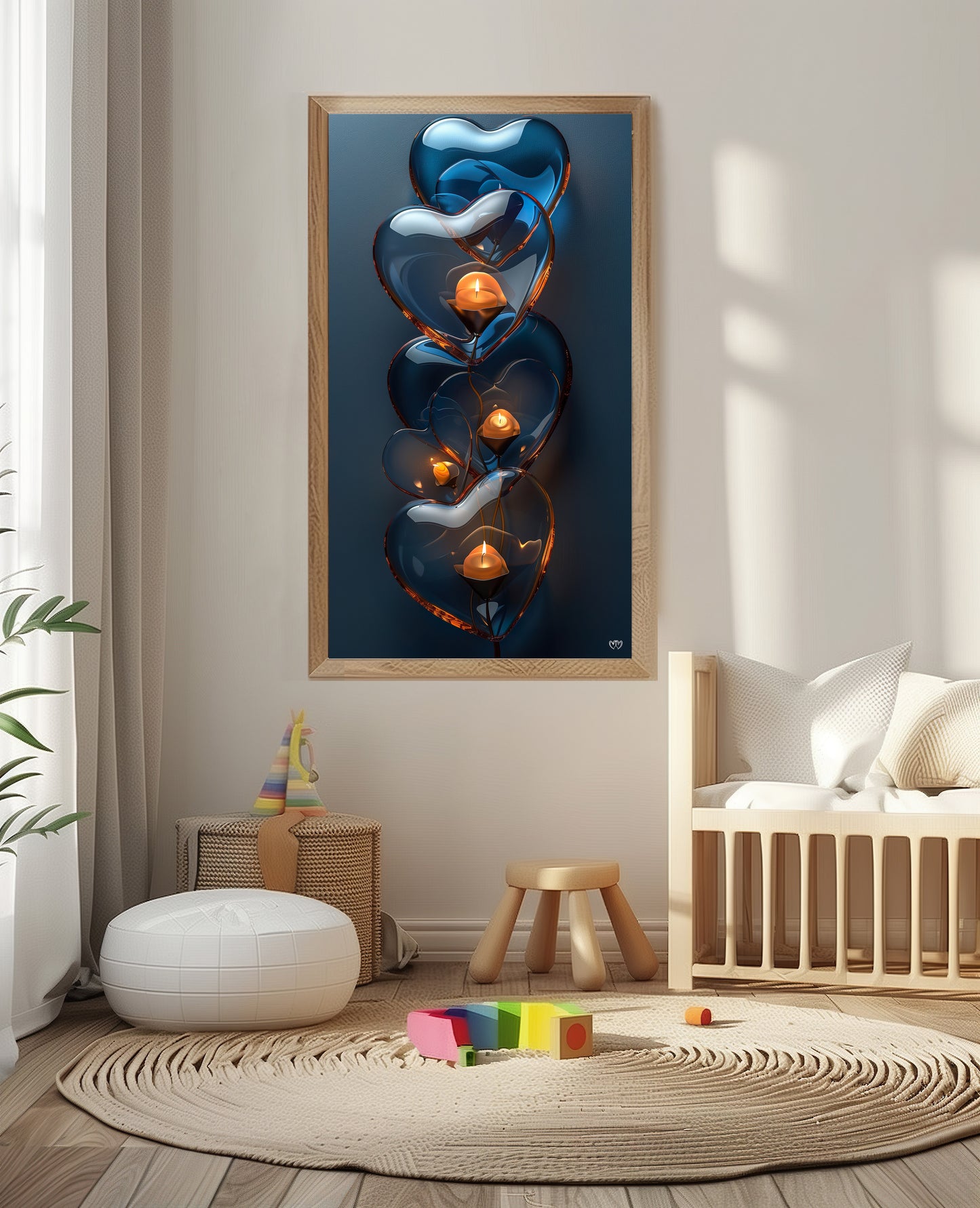 Colección de Arte Digital con Vibrantes Corazones de Cristal para Decoración de Interiores - HeartnLove