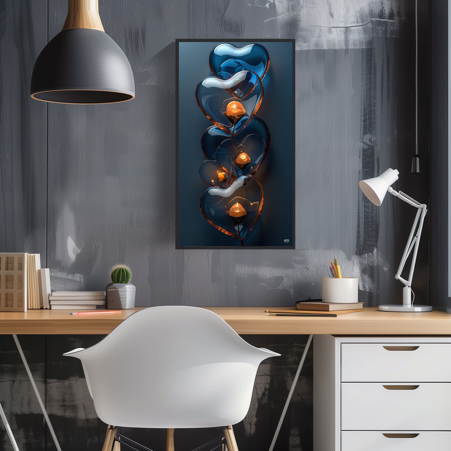 Colección de Arte Digital con Vibrantes Corazones de Cristal para Decoración de Interiores - HeartnLove