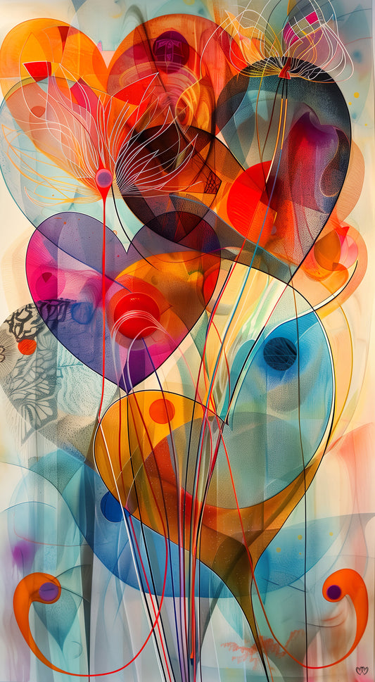 Arte Abstracto: Corazones en Sinfonía de Colores.