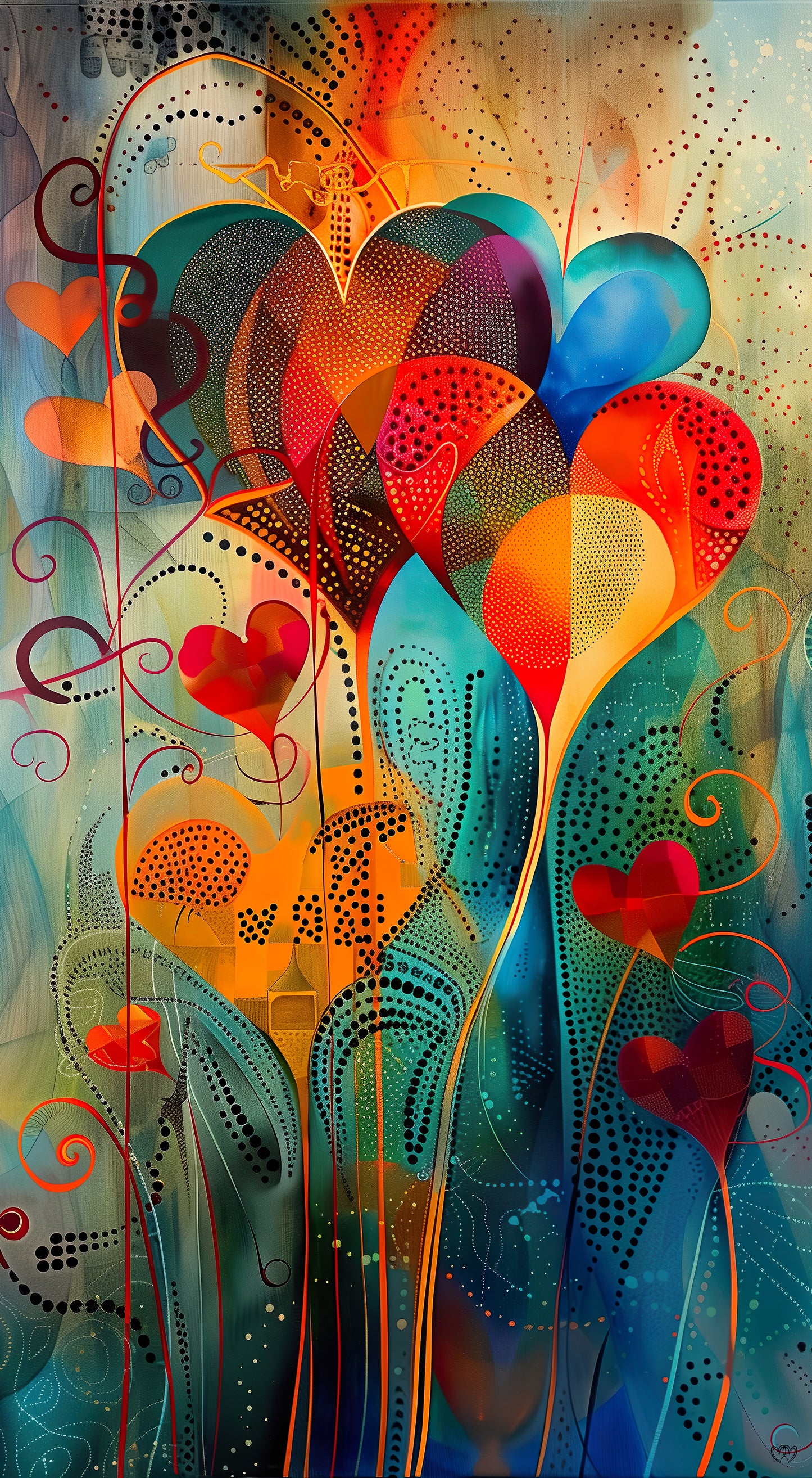 Arte Abstracto: Corazones en Sinfonía de Colores.