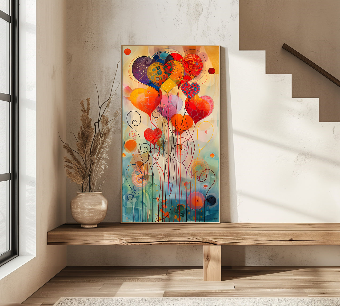 Arte Abstracto: Corazones en Sinfonía de Colores.