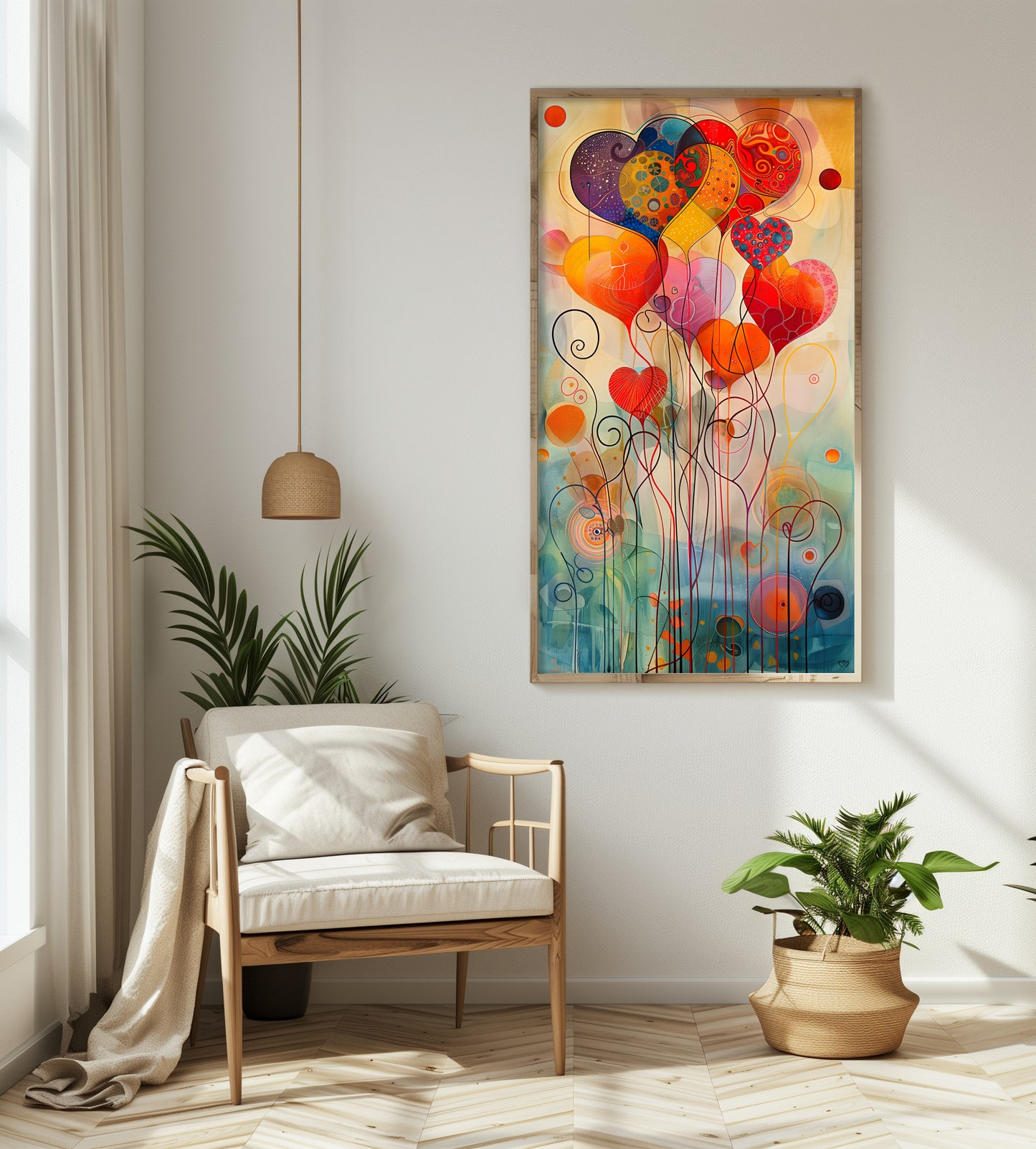 Arte Abstracto: Corazones en Sinfonía de Colores.
