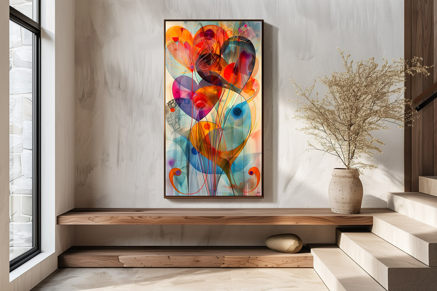 Arte Abstracto: Corazones en Sinfonía de Colores.