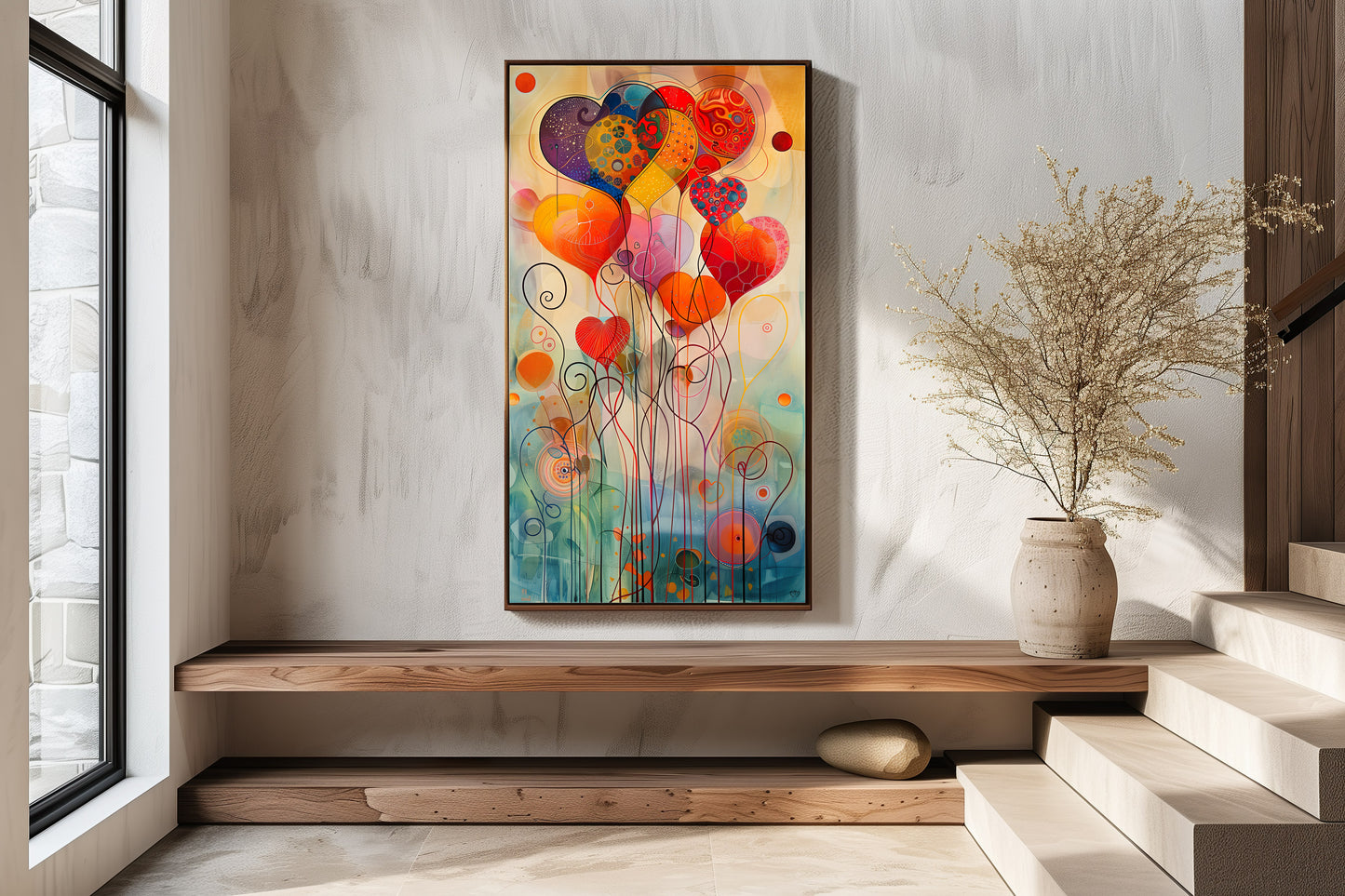 Arte Abstracto: Corazones en Sinfonía de Colores.