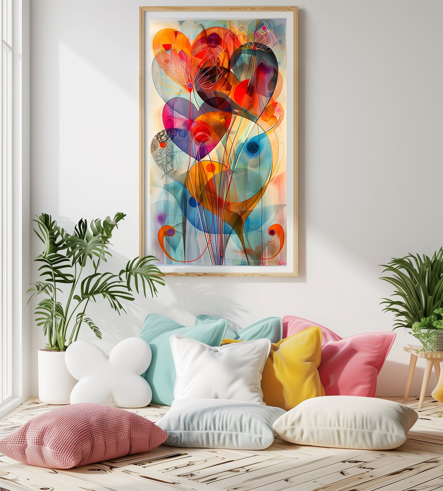 Arte Abstracto: Corazones en Sinfonía de Colores.