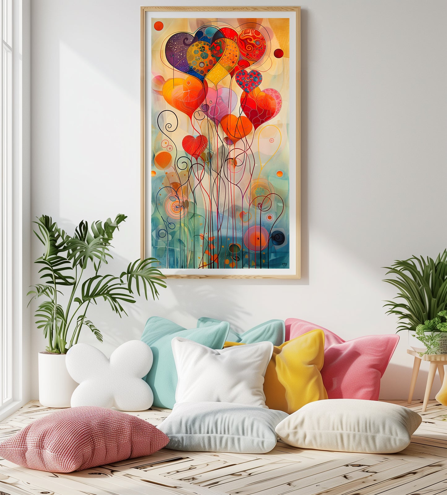 Arte Abstracto: Corazones en Sinfonía de Colores.