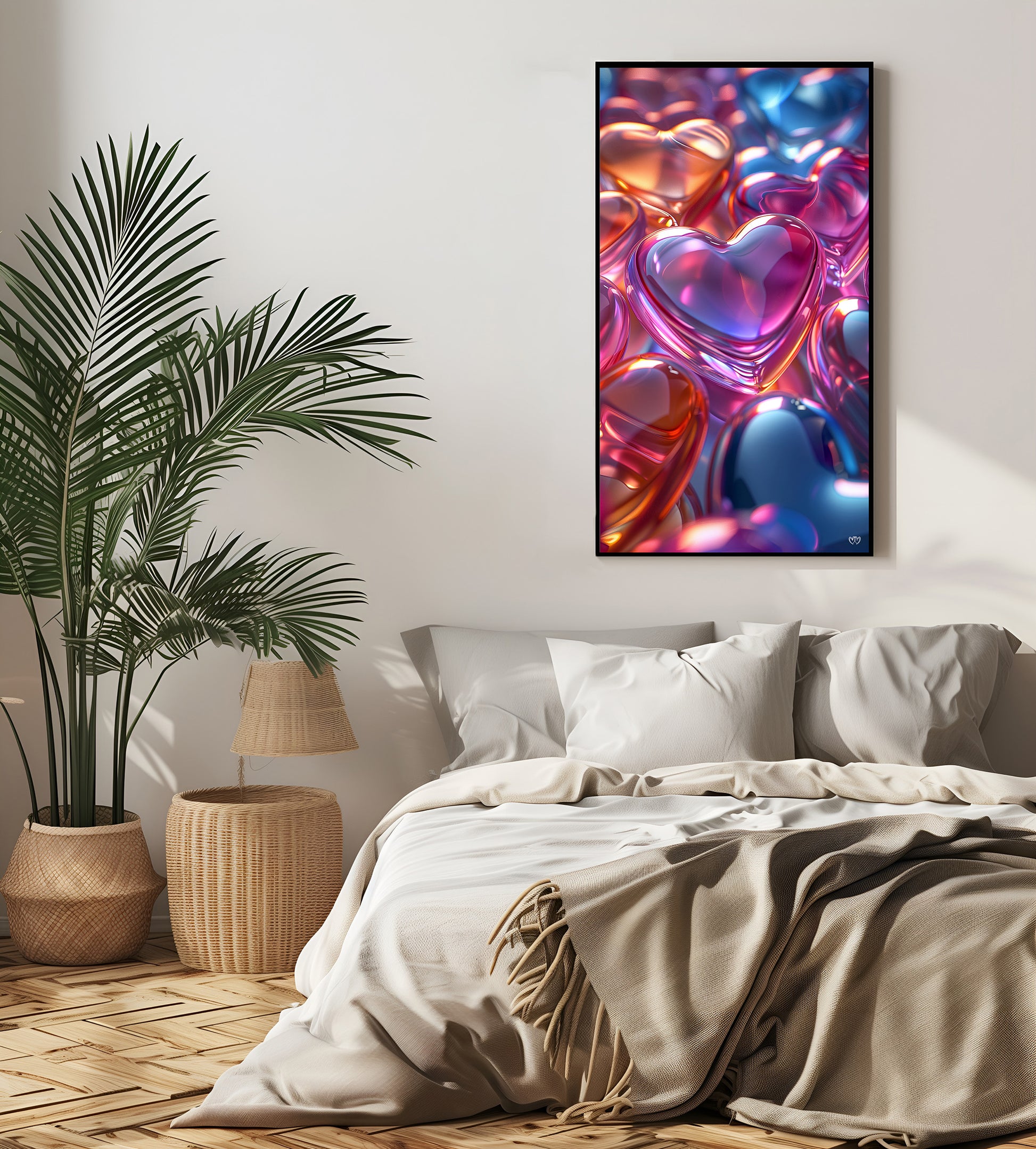 Colección de Arte Digital con Vibrantes Corazones de Cristal para Decoración de Interiores - HeartnLove