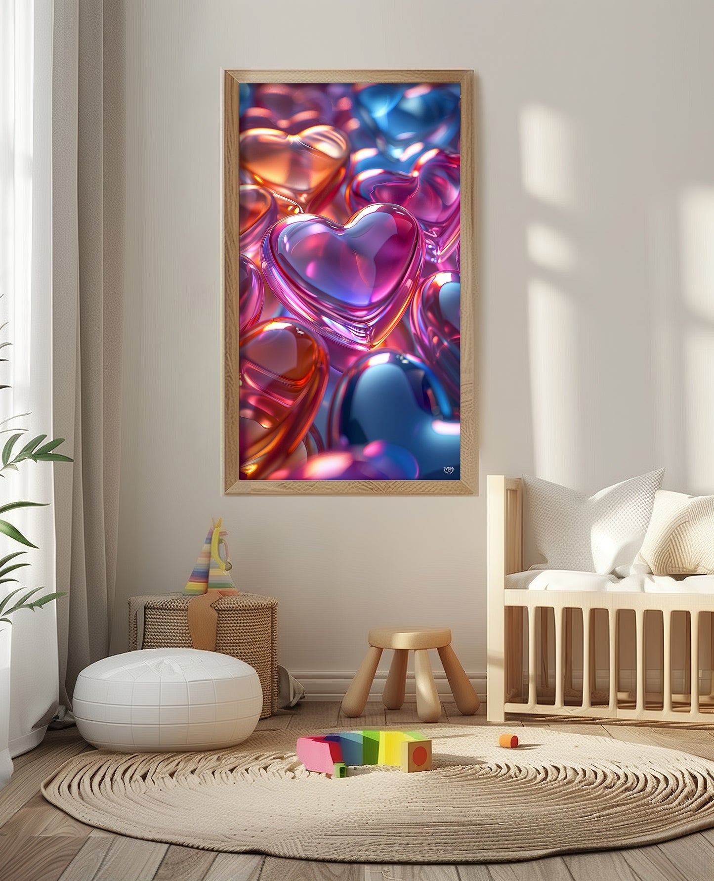 Colección de Arte Digital con Vibrantes Corazones de Cristal para Decoración de Interiores - HeartnLove