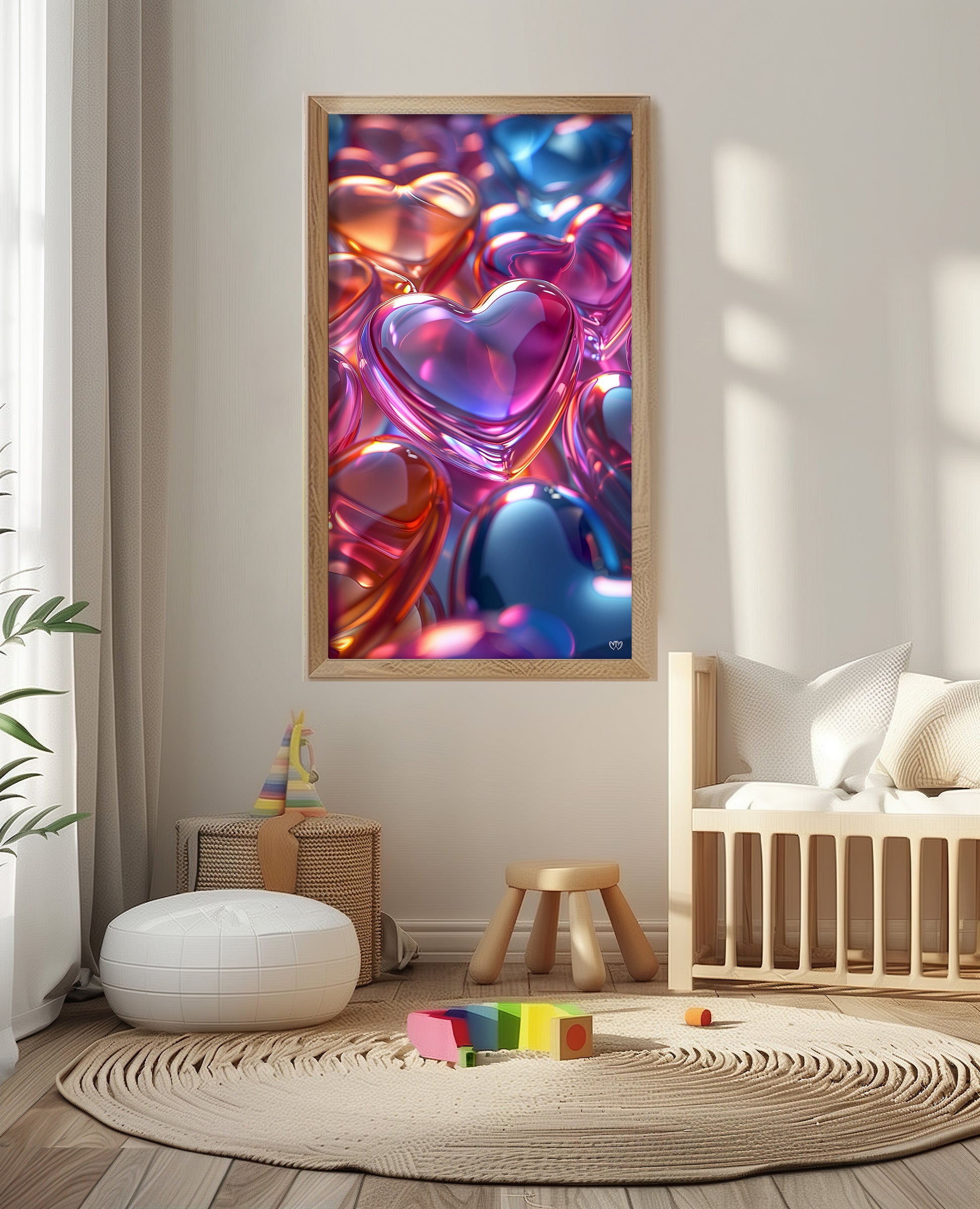 Colección de Arte Digital con Vibrantes Corazones de Cristal para Decoración de Interiores - HeartnLove