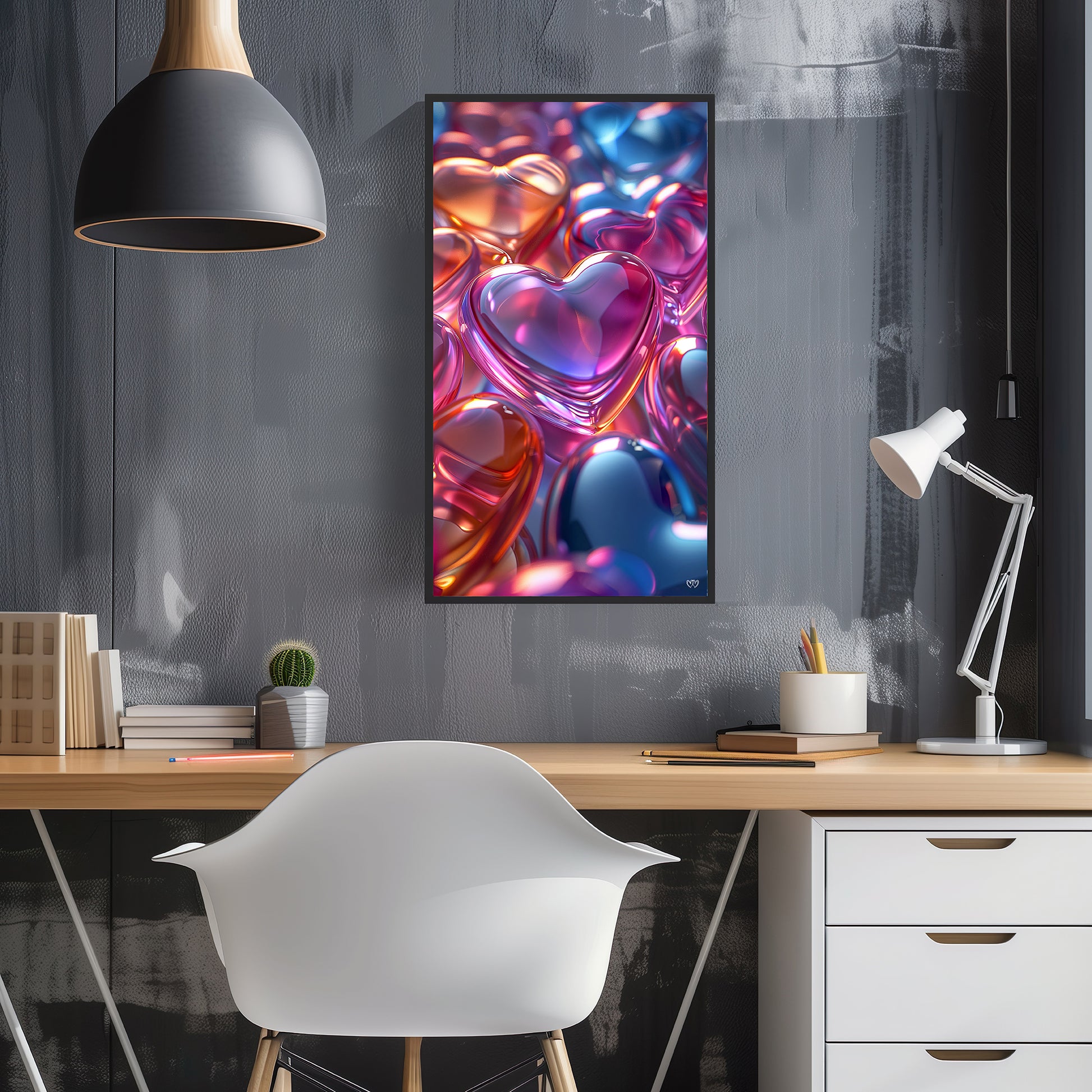 Colección de Arte Digital con Vibrantes Corazones de Cristal para Decoración de Interiores - HeartnLove