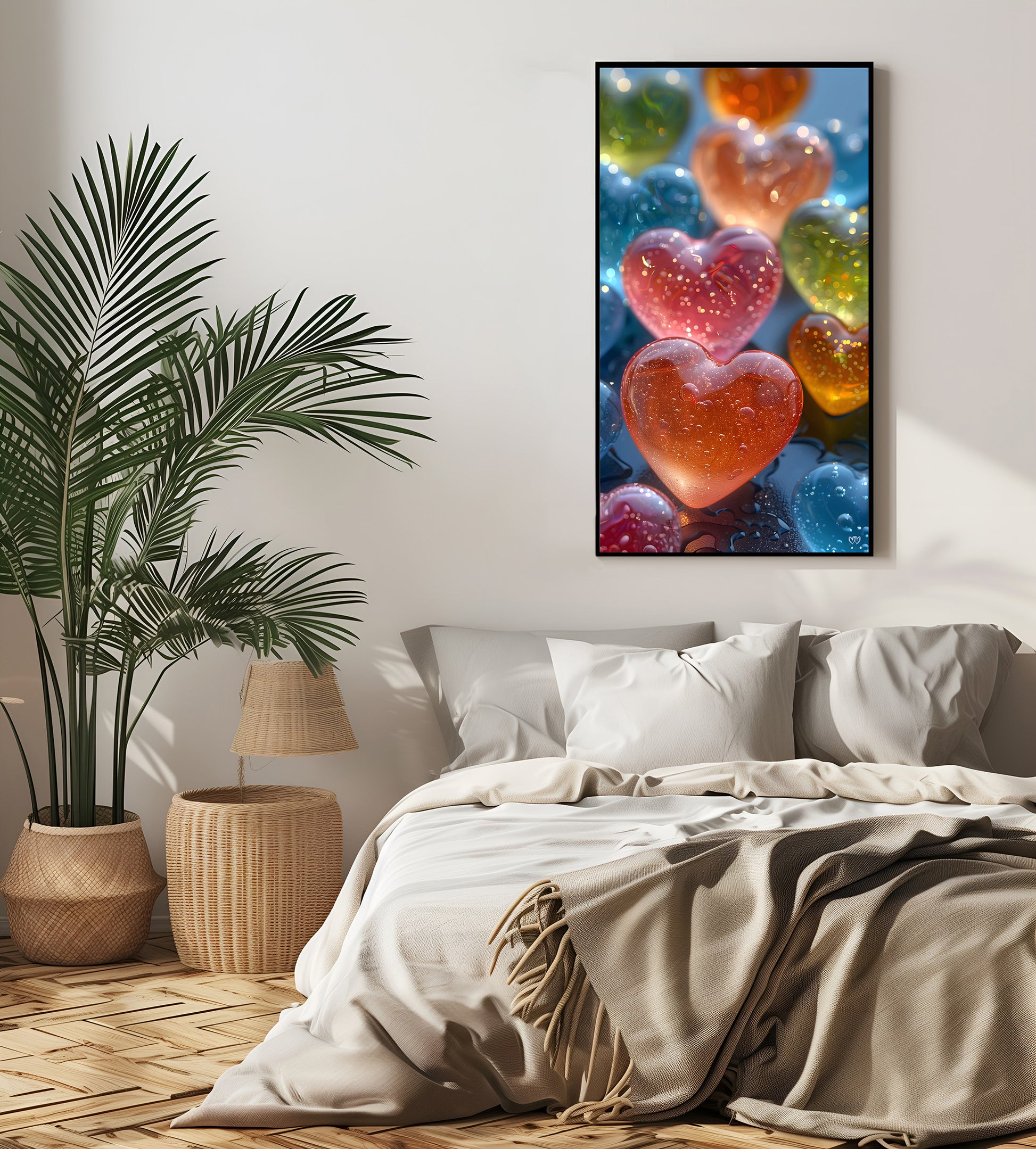 Colección de Arte Digital con Vibrantes Corazones de Cristal para Decoración de Interiores - HeartnLove