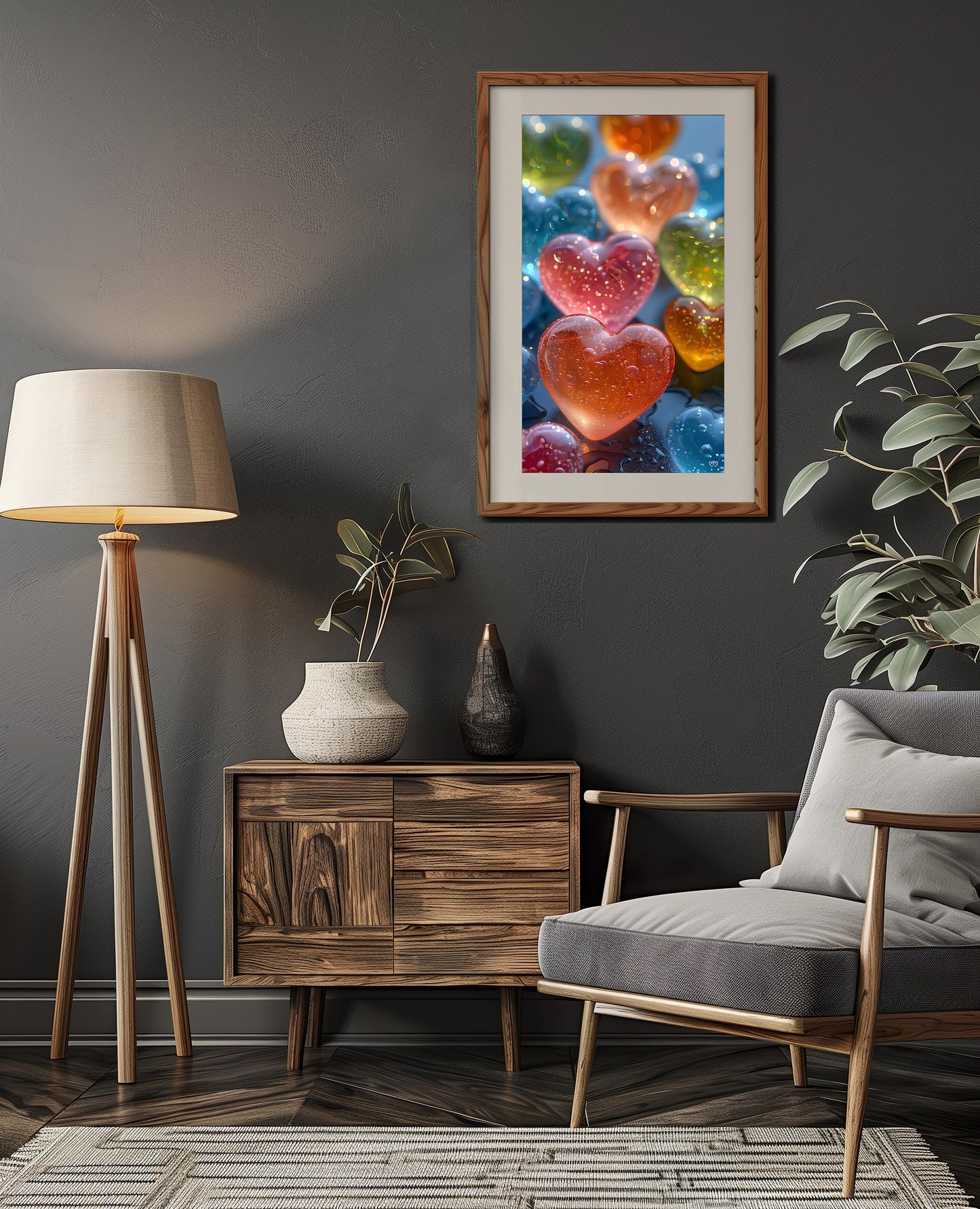 Colección de Arte Digital con Vibrantes Corazones de Cristal para Decoración de Interiores - HeartnLove