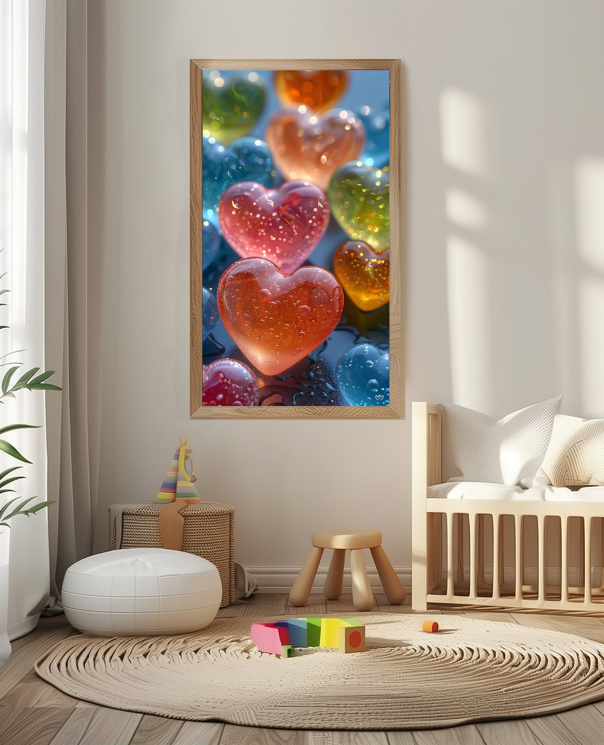 Colección de Arte Digital con Vibrantes Corazones de Cristal para Decoración de Interiores - HeartnLove