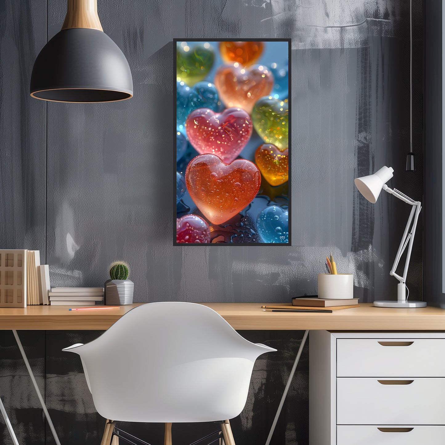 Colección de Arte Digital con Vibrantes Corazones de Cristal para Decoración de Interiores - HeartnLove