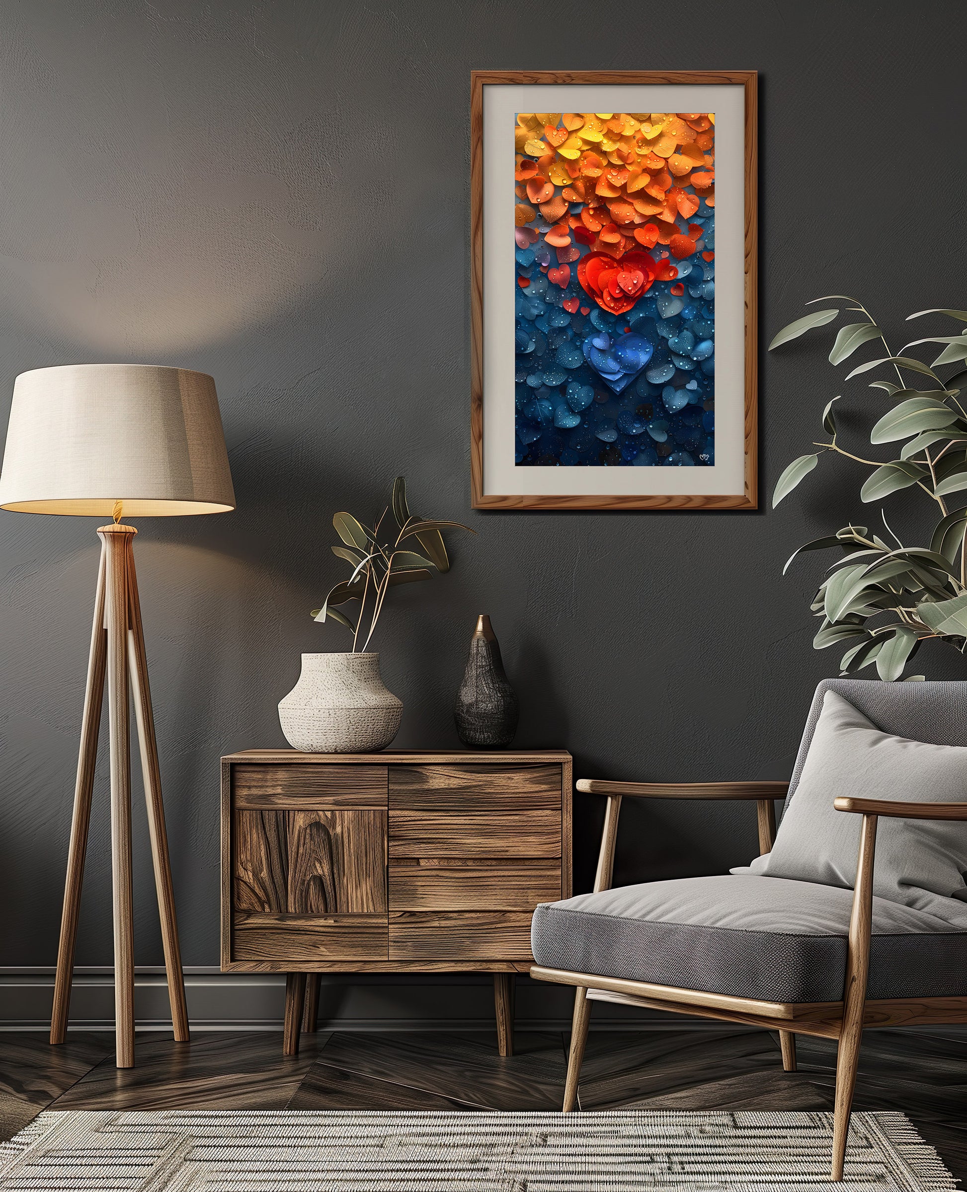 Colección de Arte Digital con Vibrantes Corazones de Cristal para Decoración de Interiores - HeartnLove