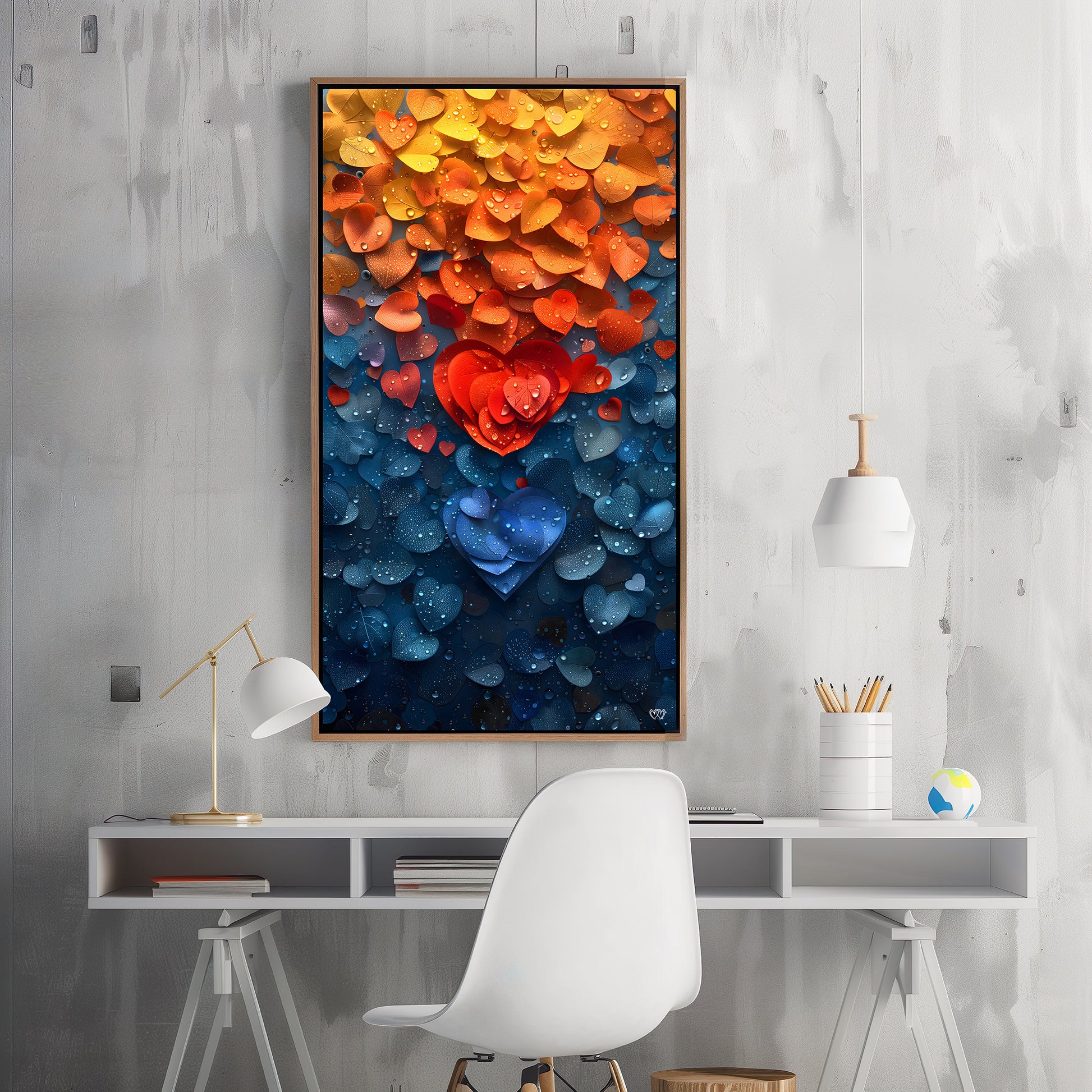 Colección de Arte Digital con Vibrantes Corazones de Cristal para Decoración de Interiores - HeartnLove