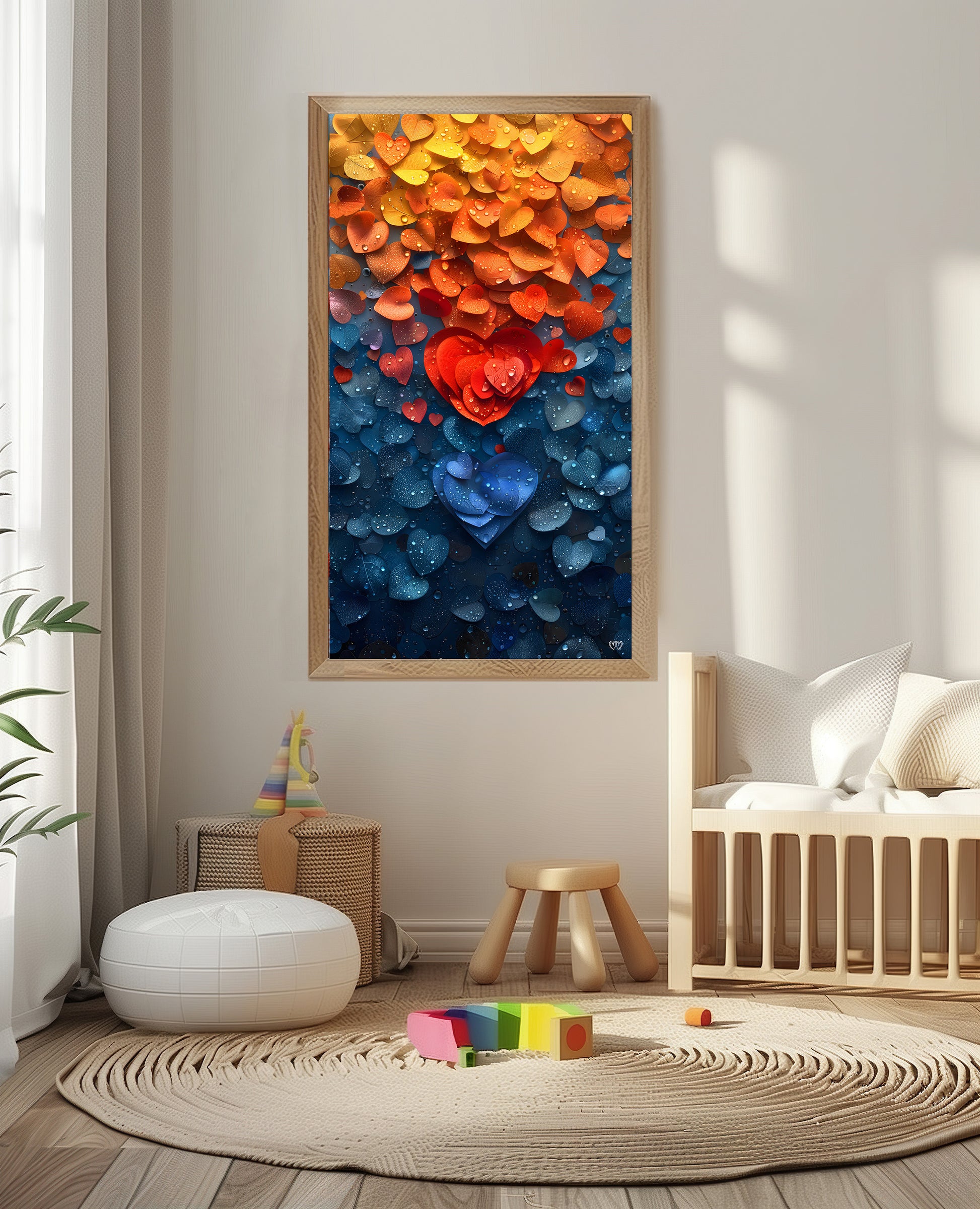 Colección de Arte Digital con Vibrantes Corazones de Cristal para Decoración de Interiores - HeartnLove