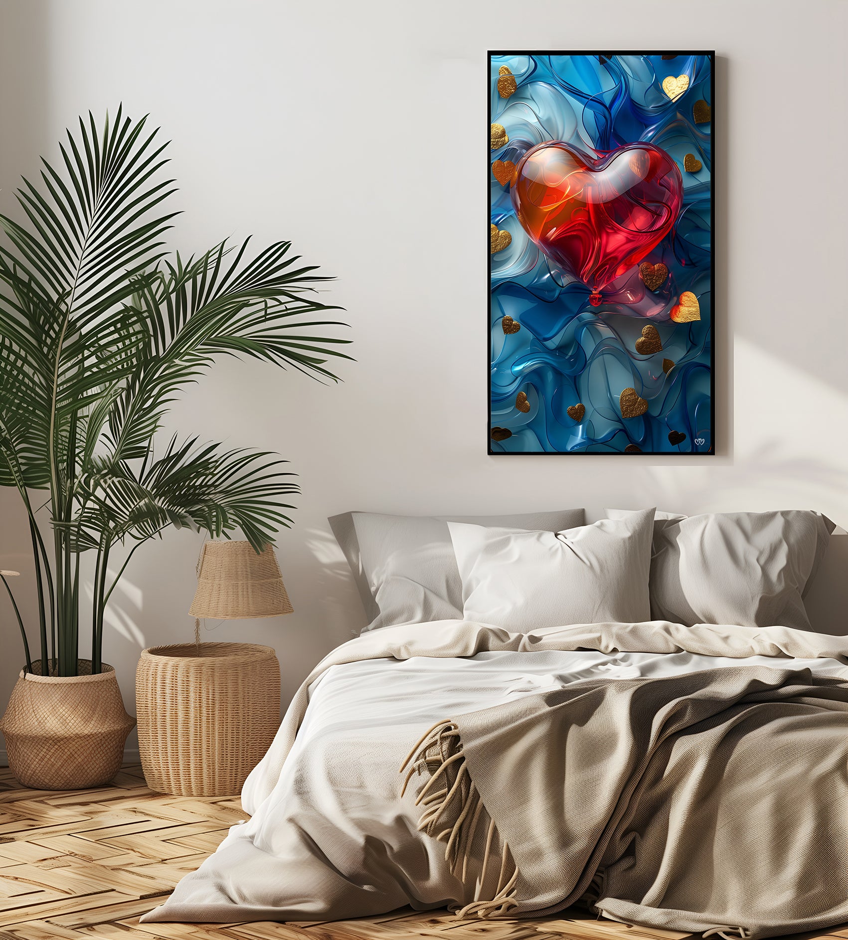 Colección de Arte Digital con Vibrantes Corazones de Cristal para Decoración de Interiores - HeartnLove