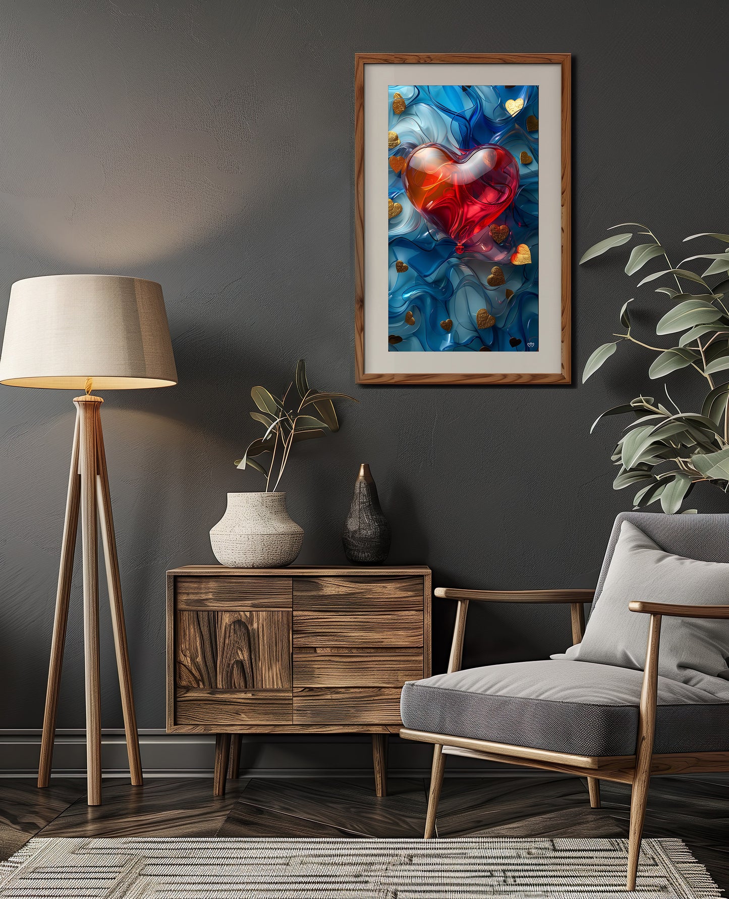Colección de Arte Digital con Vibrantes Corazones de Cristal para Decoración de Interiores - HeartnLove