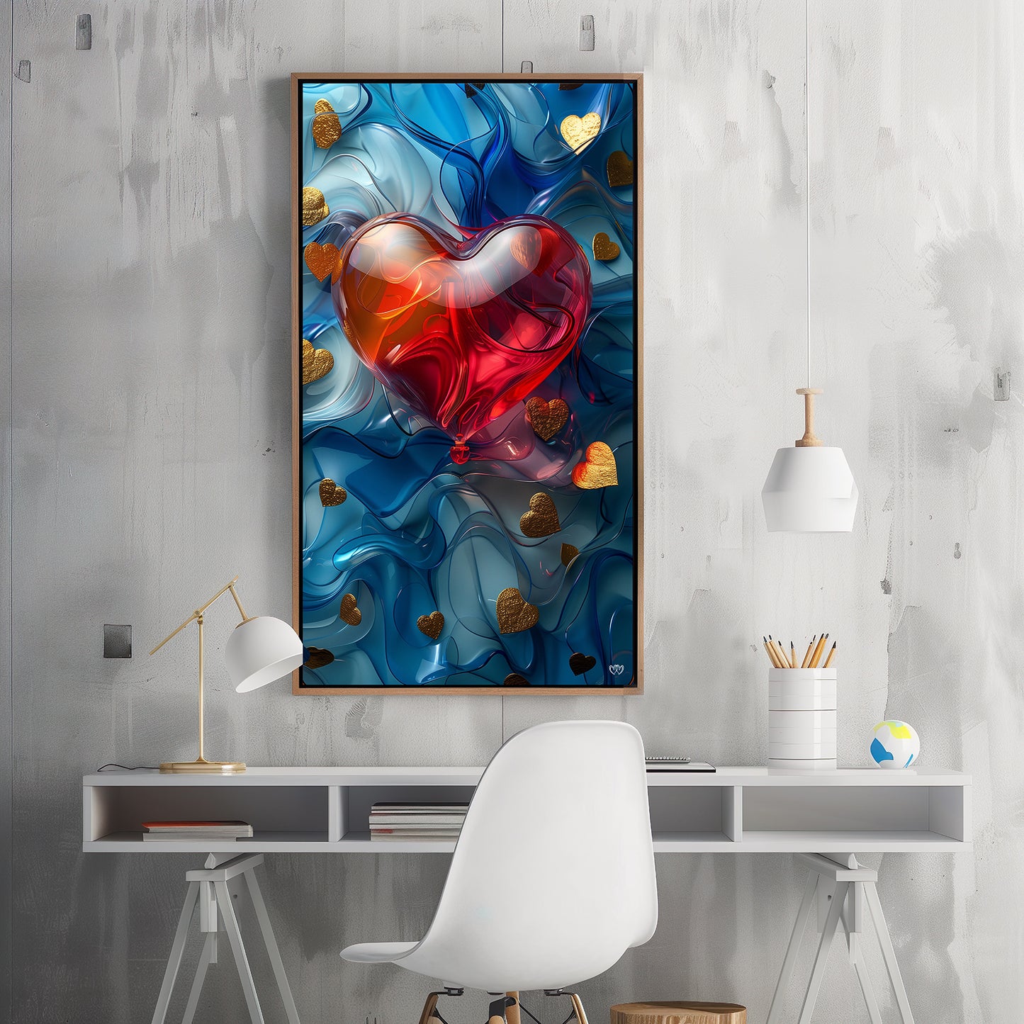 Colección de Arte Digital con Vibrantes Corazones de Cristal para Decoración de Interiores - HeartnLove