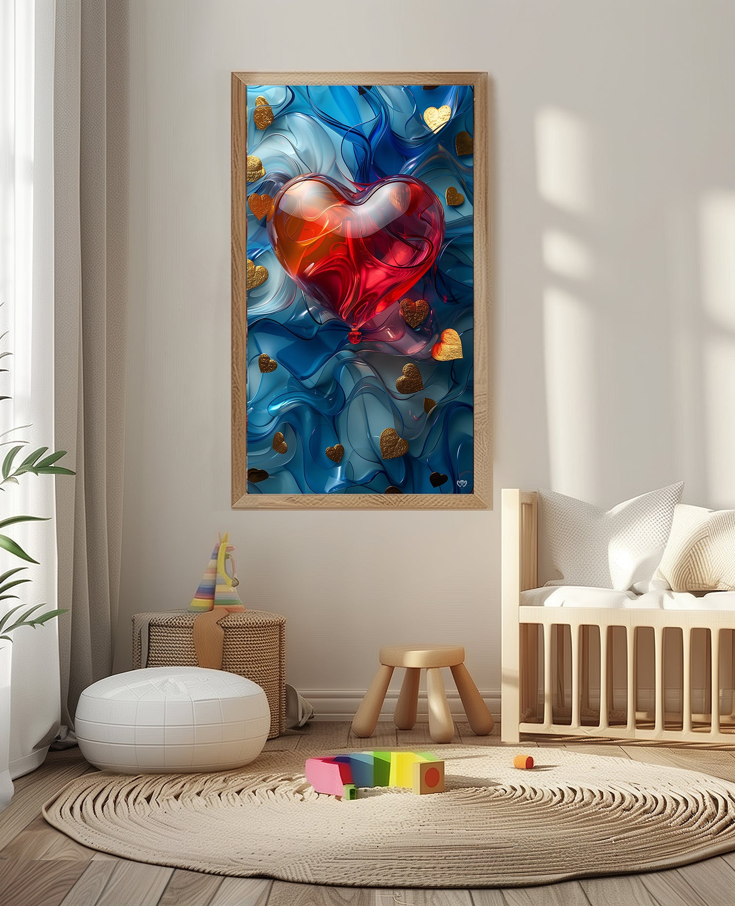 Colección de Arte Digital con Vibrantes Corazones de Cristal para Decoración de Interiores - HeartnLove