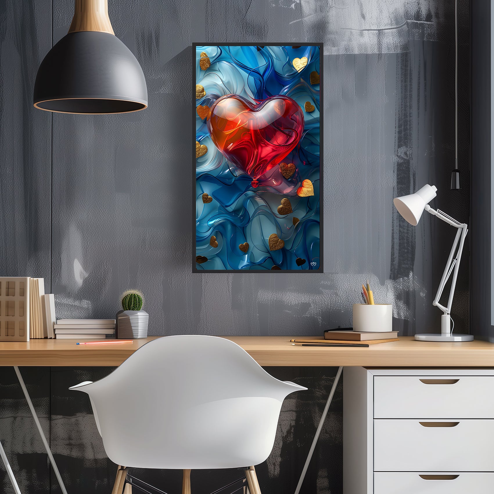 Colección de Arte Digital con Vibrantes Corazones de Cristal para Decoración de Interiores - HeartnLove