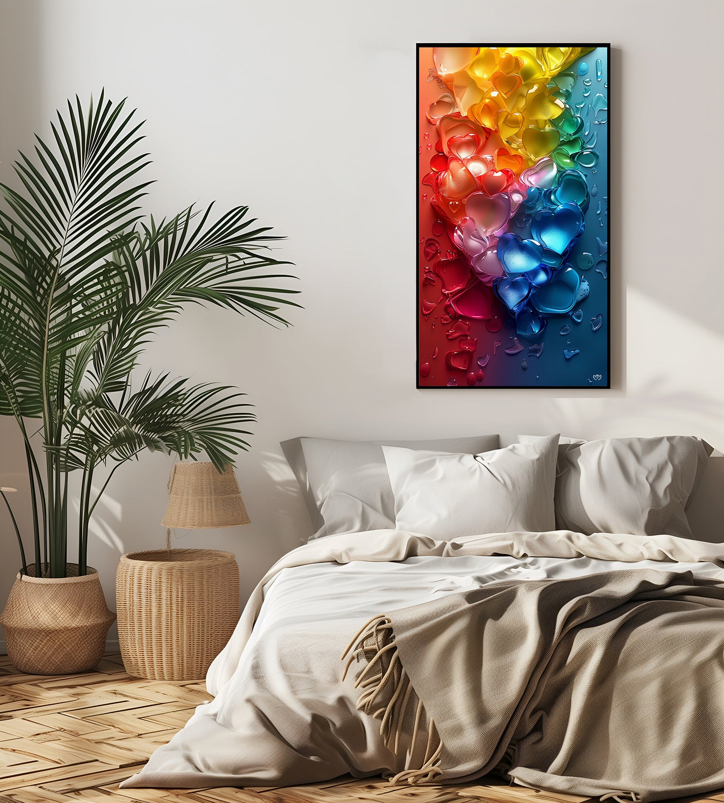 Colección de Arte Digital con Vibrantes Corazones de Cristal para Decoración de Interiores - HeartnLove