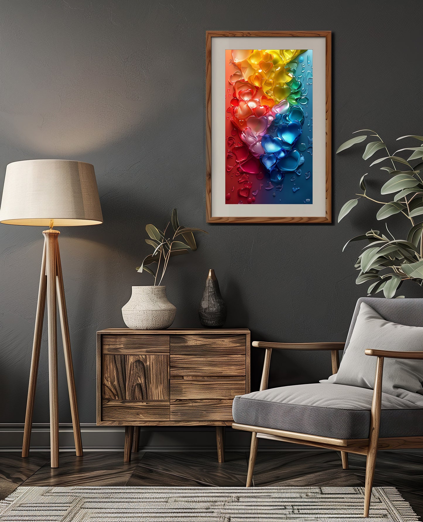Colección de Arte Digital con Vibrantes Corazones de Cristal para Decoración de Interiores - HeartnLove