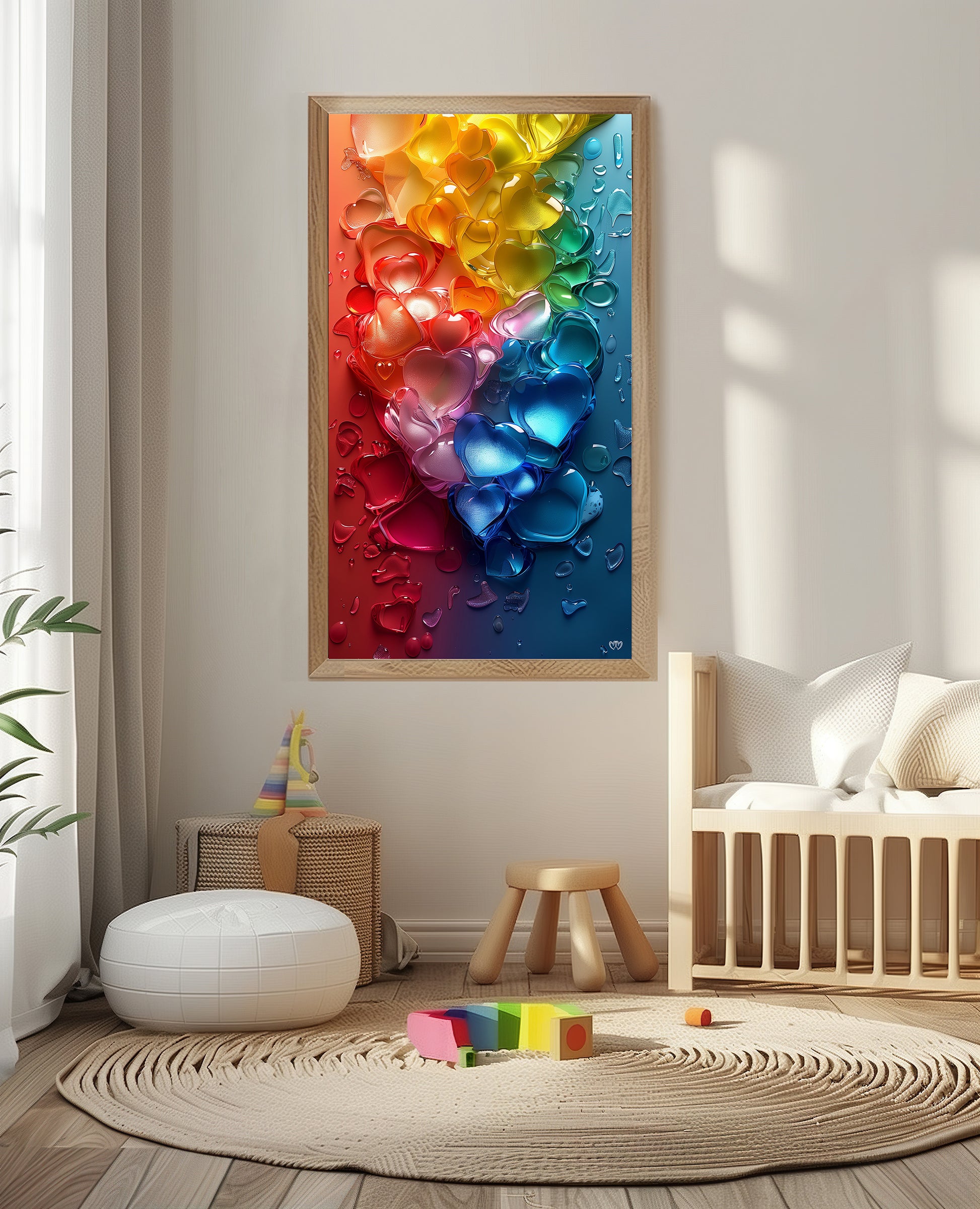 Colección de Arte Digital con Vibrantes Corazones de Cristal para Decoración de Interiores - HeartnLove