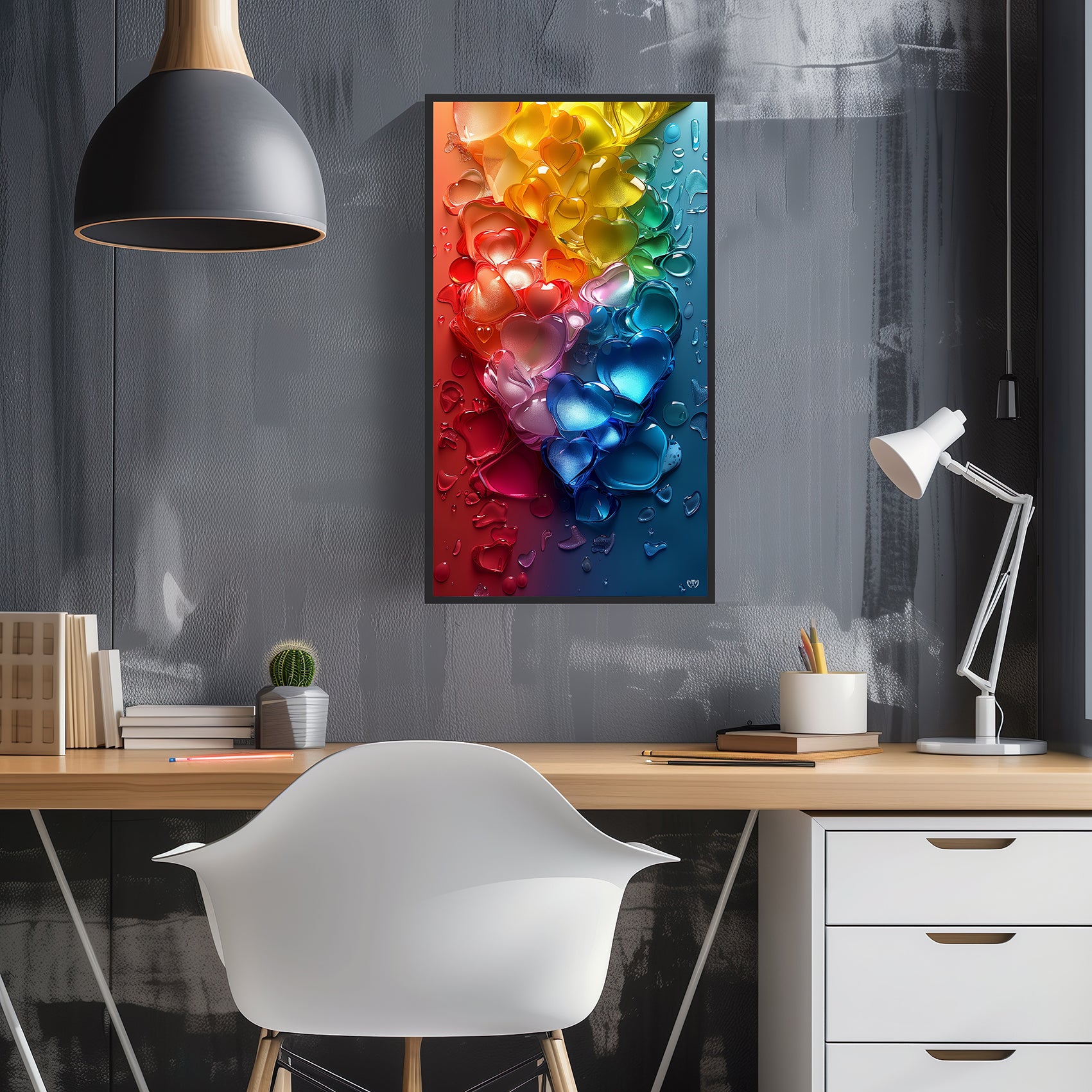 Colección de Arte Digital con Vibrantes Corazones de Cristal para Decoración de Interiores - HeartnLove